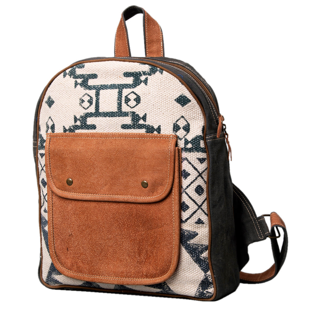 Ohlay Backpack Upcycled Canvas Genuine Leather
