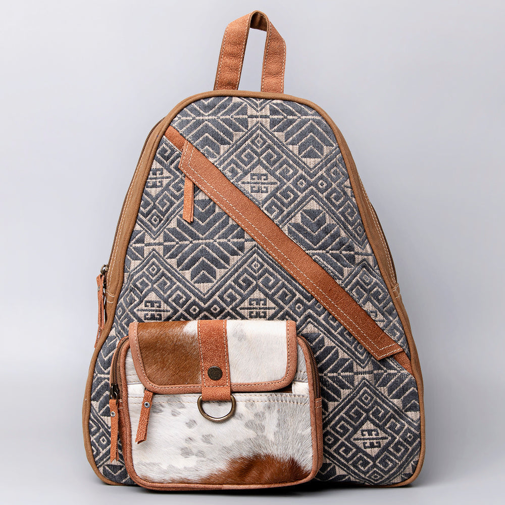 Ohlay Backpack Upcycled Canvas Hair-On Genuine Leather