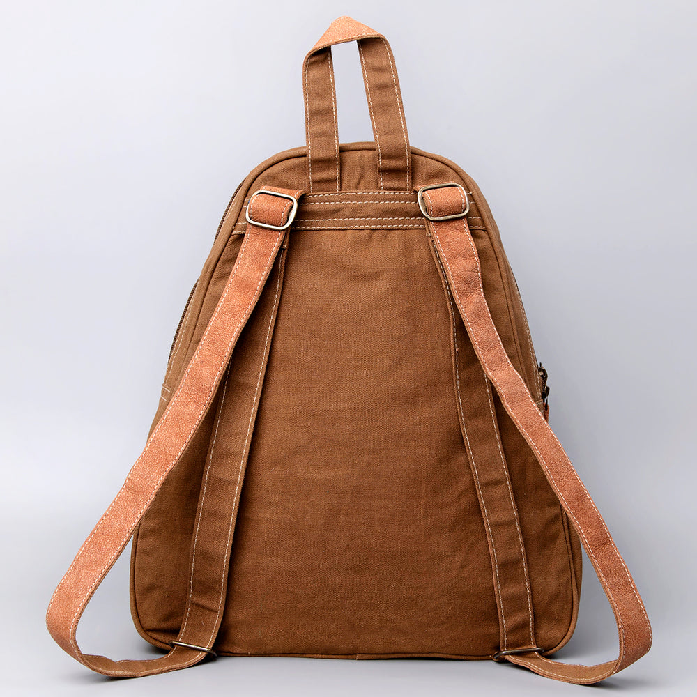 Ohlay Backpack Upcycled Canvas Hair-On Genuine Leather