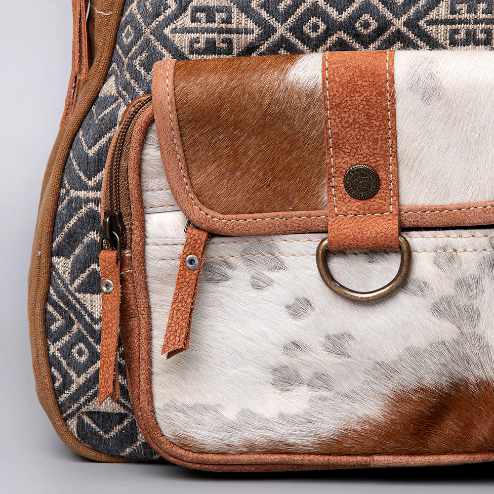 Ohlay Backpack Upcycled Canvas Hair-On Genuine Leather