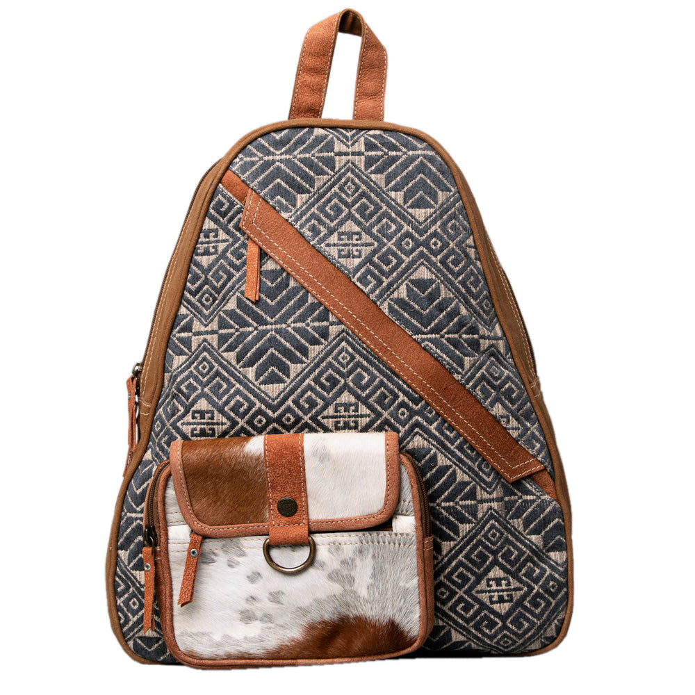 Ohlay Backpack Upcycled Canvas Hair-On Genuine Leather