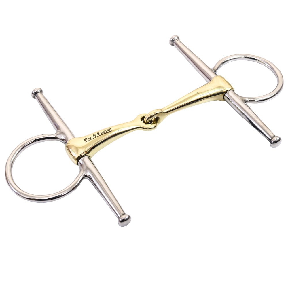 Bar H Equine Full Cheek Smooth Broken Snaffle Brass Mouth Bit Stainless Steel