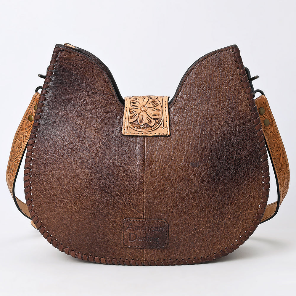 American Darling Hand-Tooled Crocodile Embossed Genuine Leather Hobo Bag