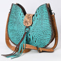 American Darling Hand-Tooled Crocodile Embossed Genuine Leather Hobo Bag