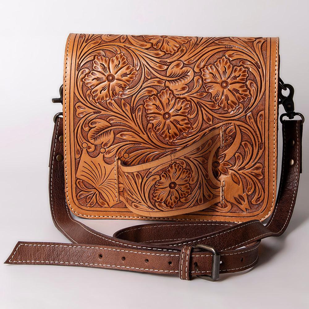American Darling Hand-Tooled Genuine Leather Small Crossbody Bag