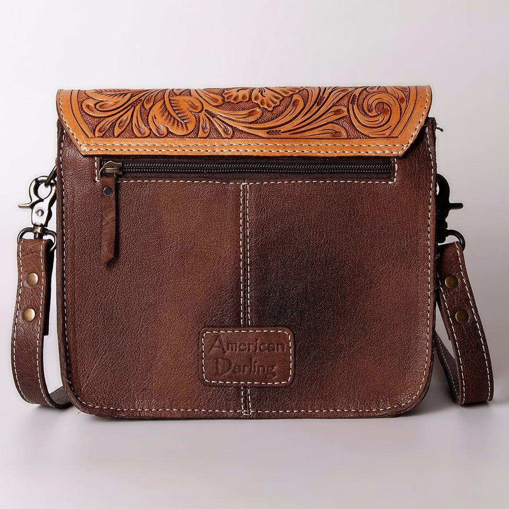 American Darling Hand-Tooled Genuine Leather Small Crossbody Bag