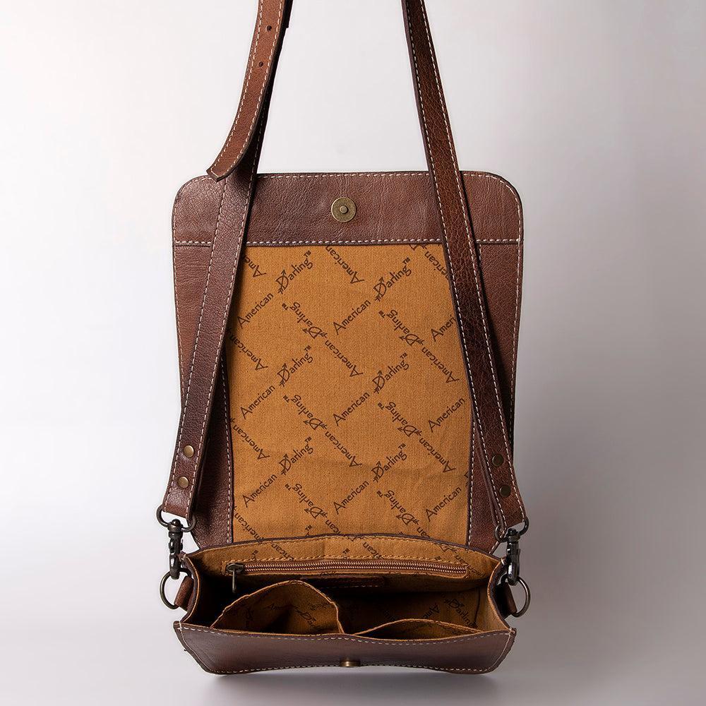 American Darling Hand-Tooled Genuine Leather Small Crossbody Bag