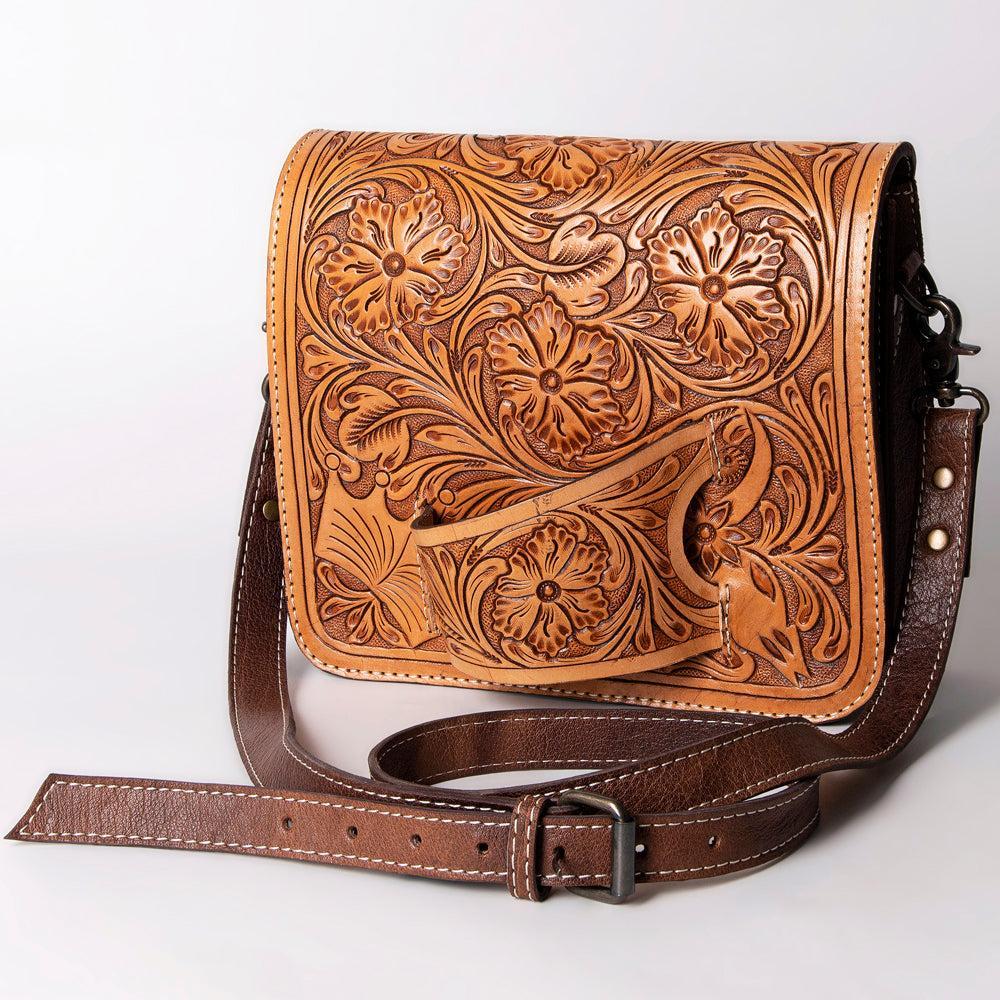 American Darling Hand-Tooled Genuine Leather Small Crossbody Bag