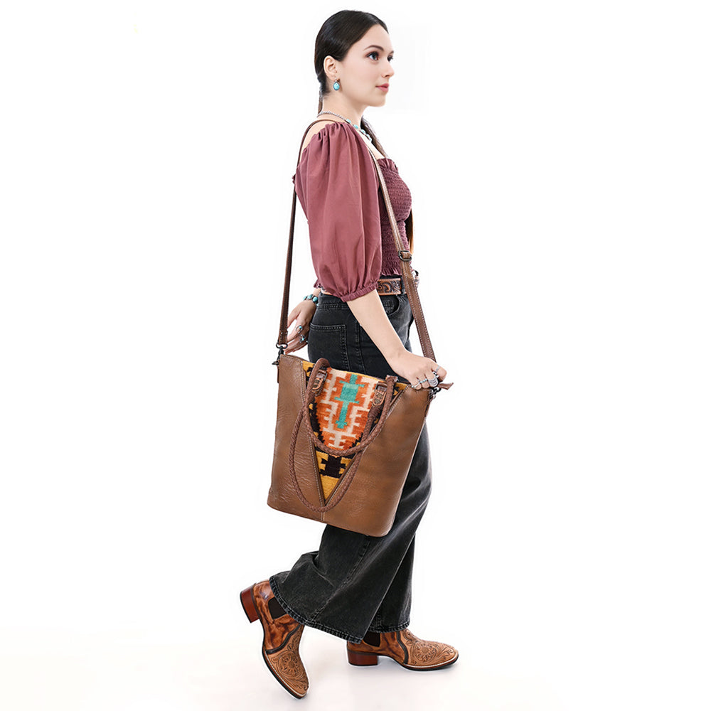 American Darling Saddle Blanket Leather Tote