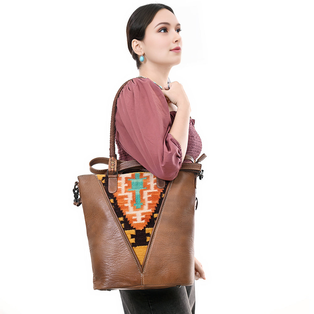 American Darling Saddle Blanket Leather Tote