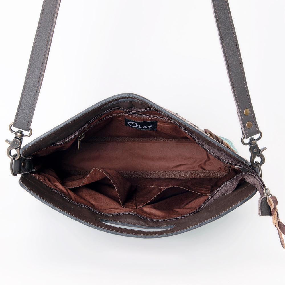 OHLAY Hand-Tooled Embossed Genuine Leather Clutch