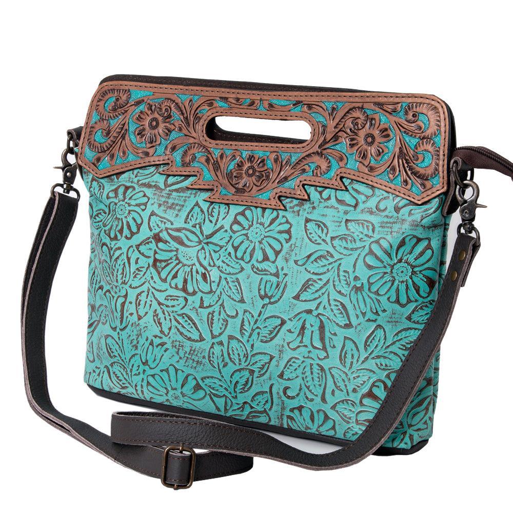 OHLAY Hand-Tooled Embossed Genuine Leather Clutch