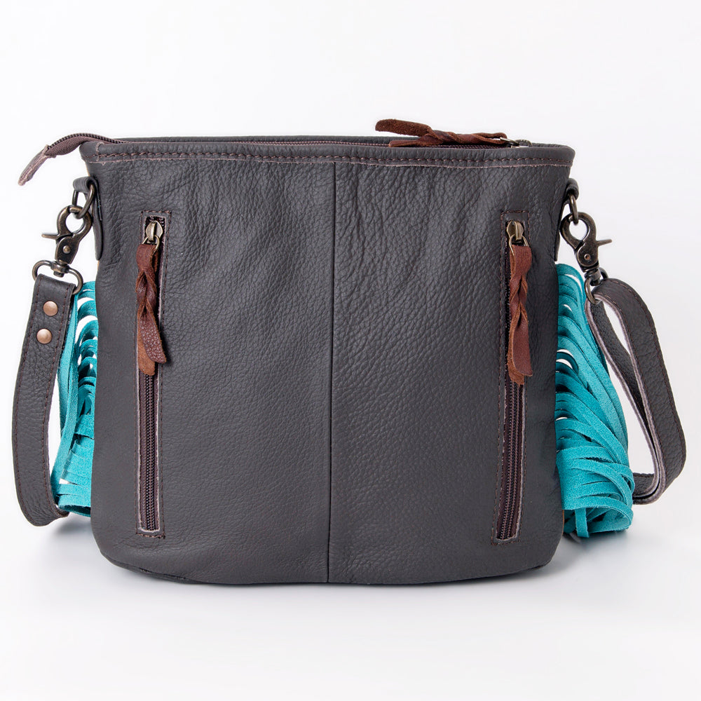 Ohlay Large Crossbody Hand Tooled Embossed Genuine Leather