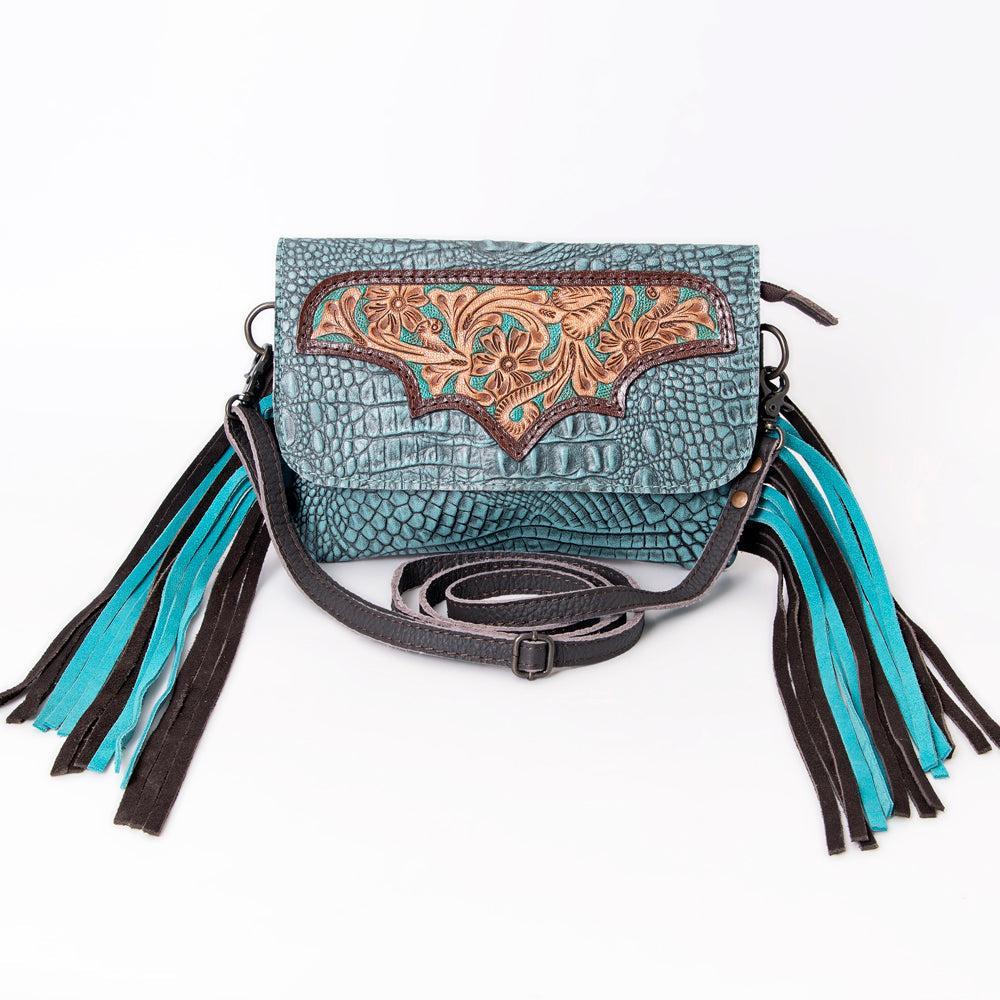 OHLAY Hand-Tooled Crocodile Embossed Genuine Leather Wallet