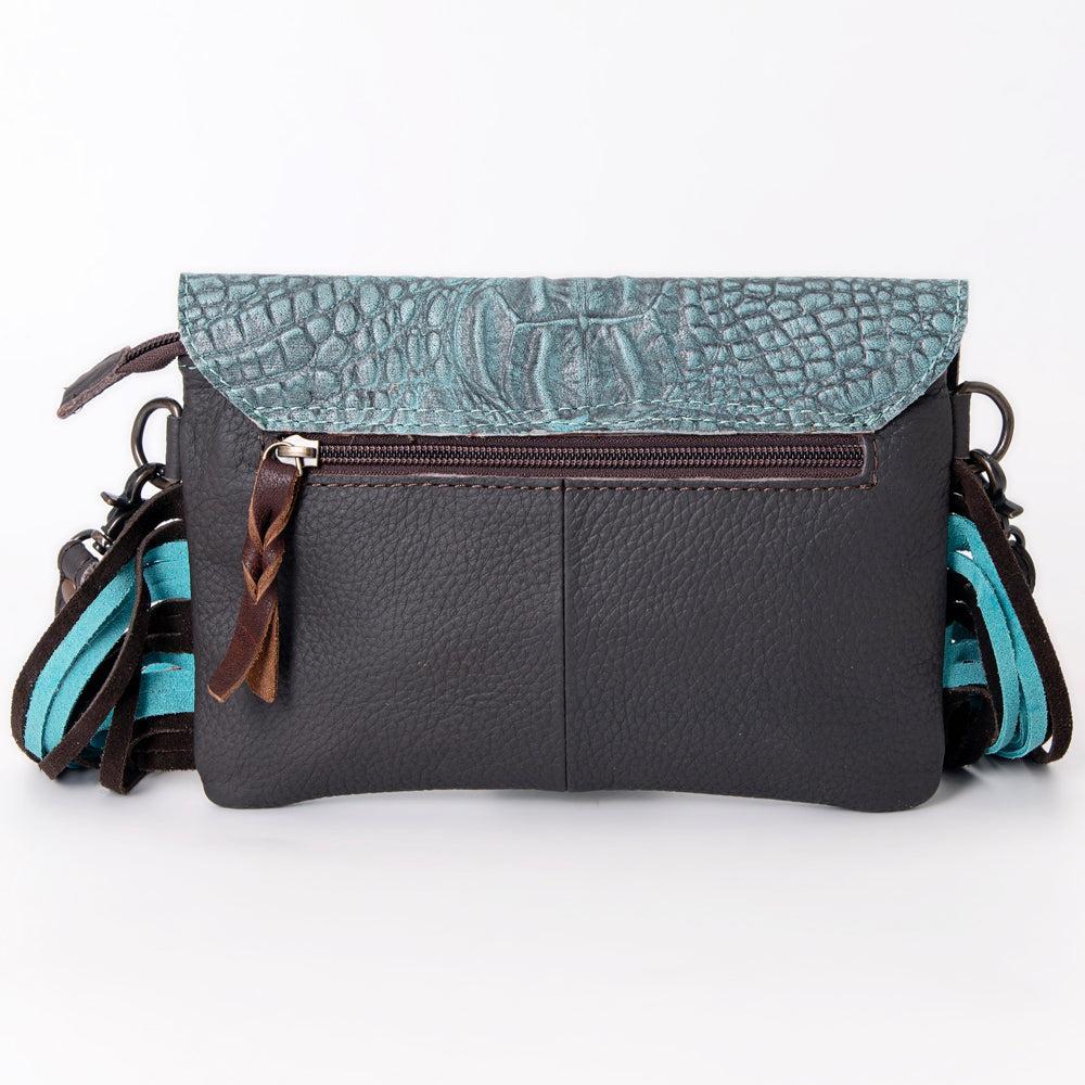 OHLAY Hand-Tooled Crocodile Embossed Genuine Leather Wallet
