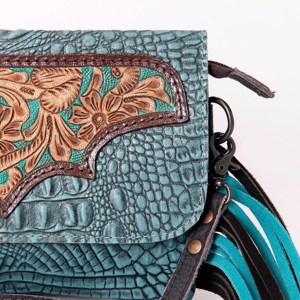OHLAY Hand-Tooled Crocodile Embossed Genuine Leather Wallet