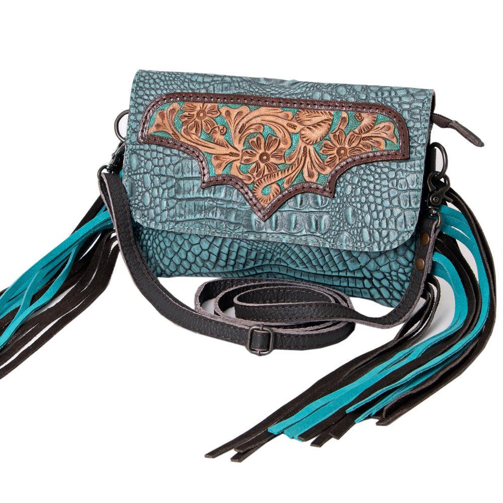 OHLAY Hand-Tooled Crocodile Embossed Genuine Leather Wallet
