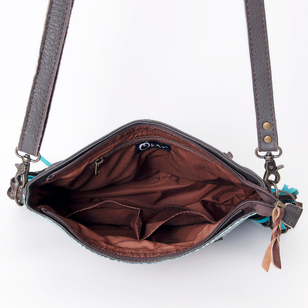 OHLAY Hand-Tooled Crocodile-Embossed Leather Clutch