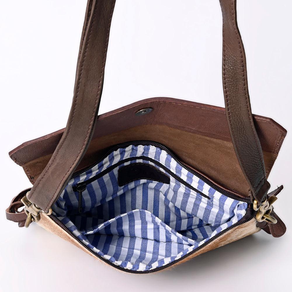 OHLAY Hand-Tooled Hair-On Leather Clutch