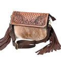 OHLAY Hand-Tooled Hair-On Leather Clutch