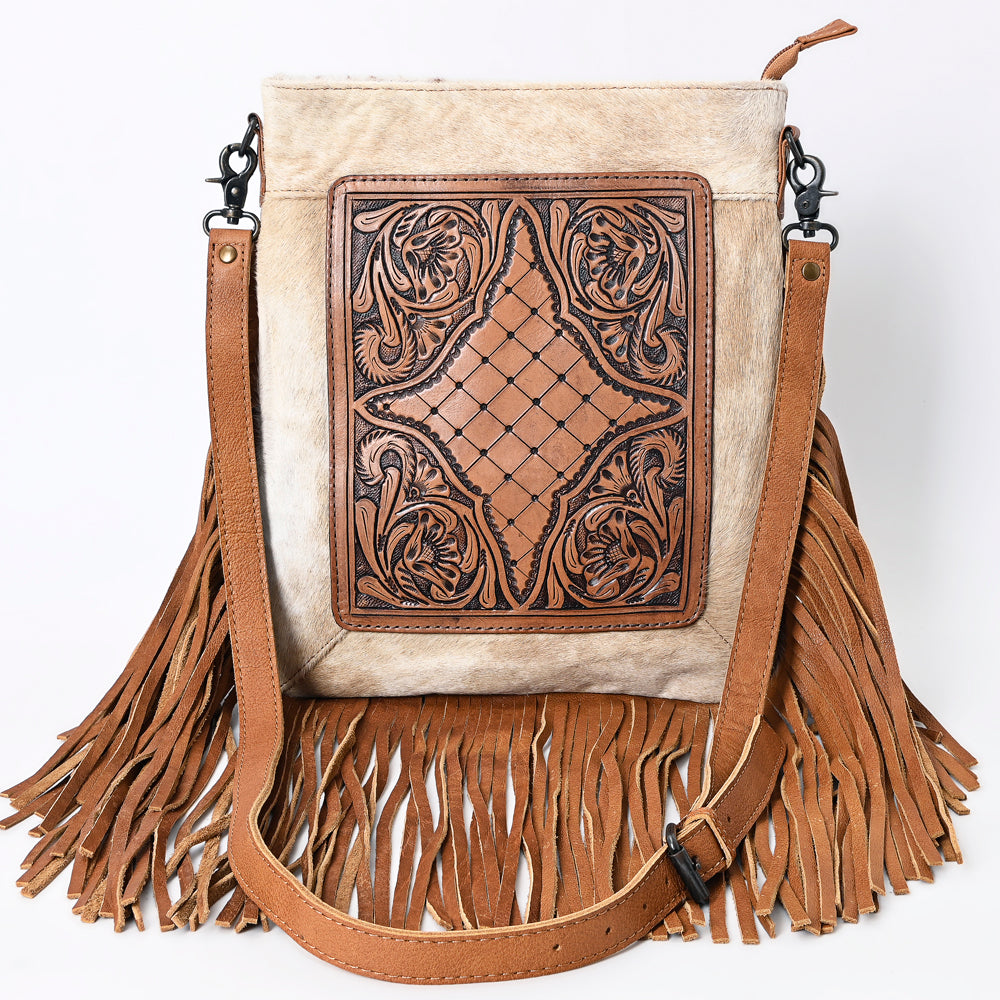 American Darling Messenger Hand Tooled Hair On Genuine Leather Western Women Bag Handbag Purse | Cute