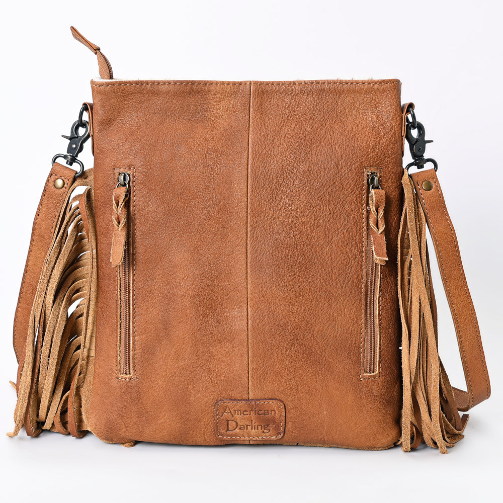 American Darling Messenger Hand Tooled Hair On Genuine Leather Western Women Bag Handbag Purse | Cute