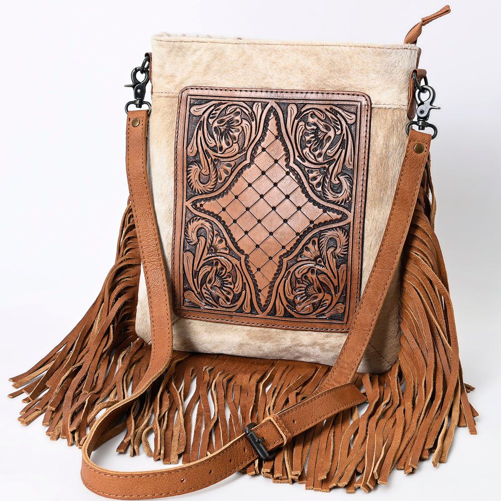 American Darling Messenger Hand Tooled Hair On Genuine Leather Western Women Bag Handbag Purse | Cute