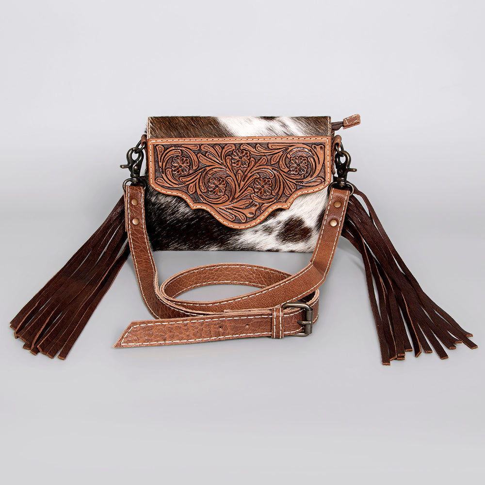 American Darling Hand-Tooled Hair-On Genuine Leather Envelope Bag