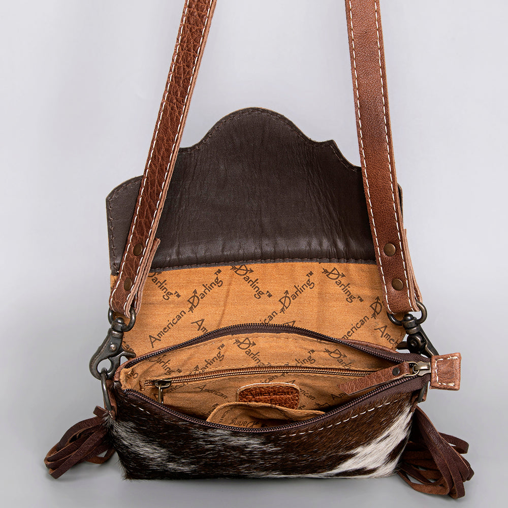 American Darling Hand-Tooled Hair-On Genuine Leather Envelope Bag