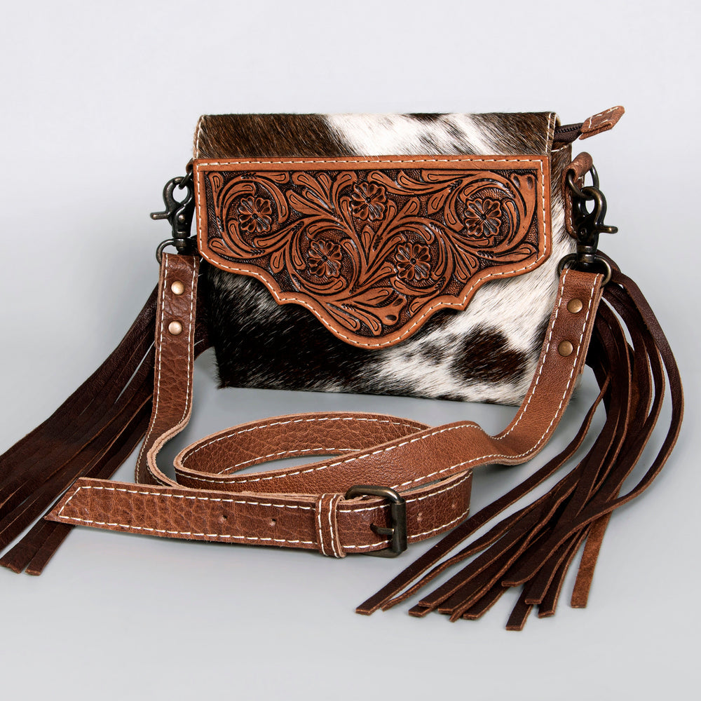 American Darling Hand-Tooled Hair-On Genuine Leather Envelope Bag