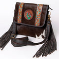 OHLAY Hand-Tooled Hair-On Leather Crossbody Bag