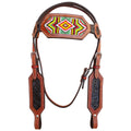 Hilason Western Horse Headstall Bridle American Leather Brown Beaded