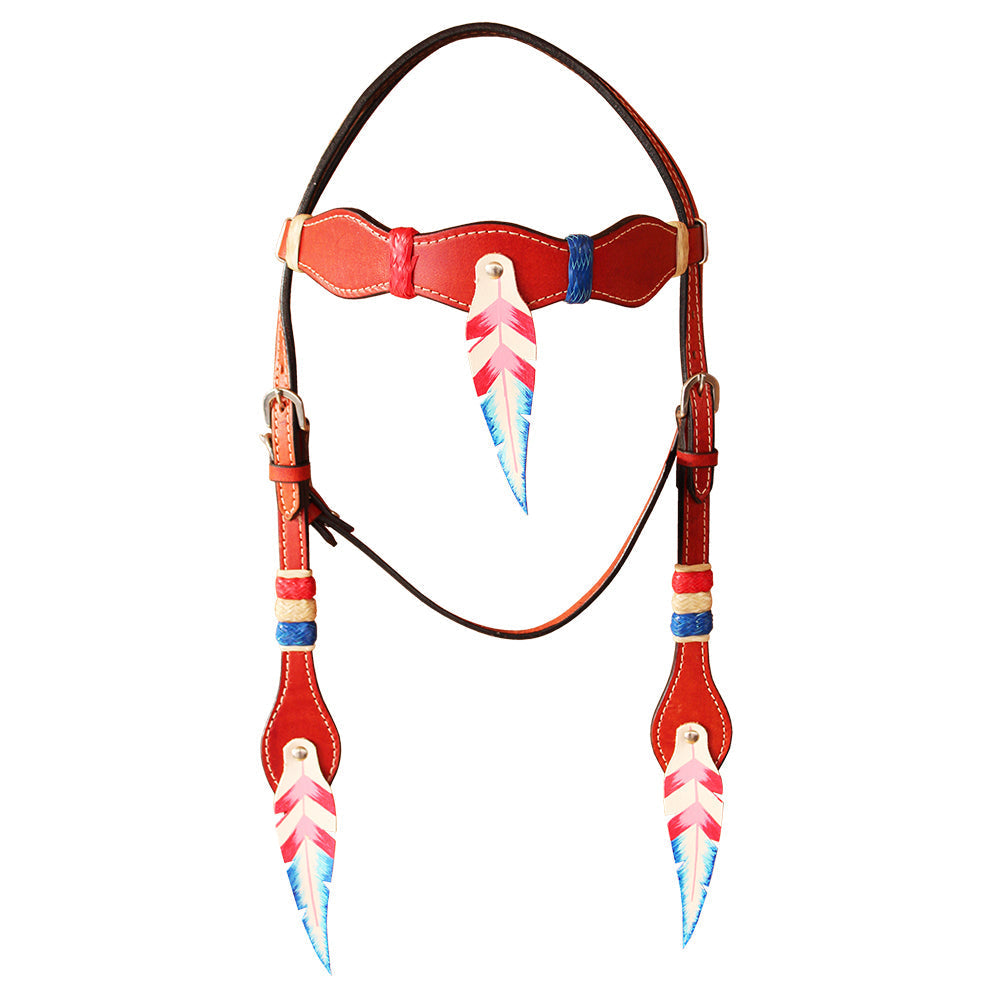 HILASON Western Horse Headstall Genuine American Leather Mahogany