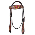 HILASON Western Horse Headstall Tack Genuine American Leather Hand Tooled