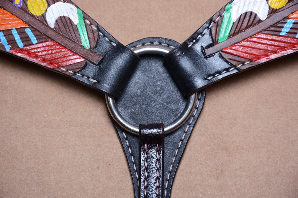 HILASON Western Horse Genuine Leather Printed Tack set Black | for