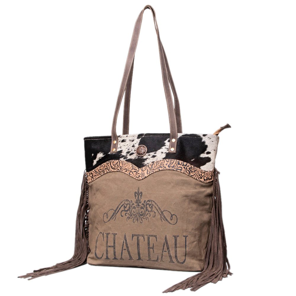 Ohlay Tote Upcycled Canvas Embossed Hair-on Genuine Leather