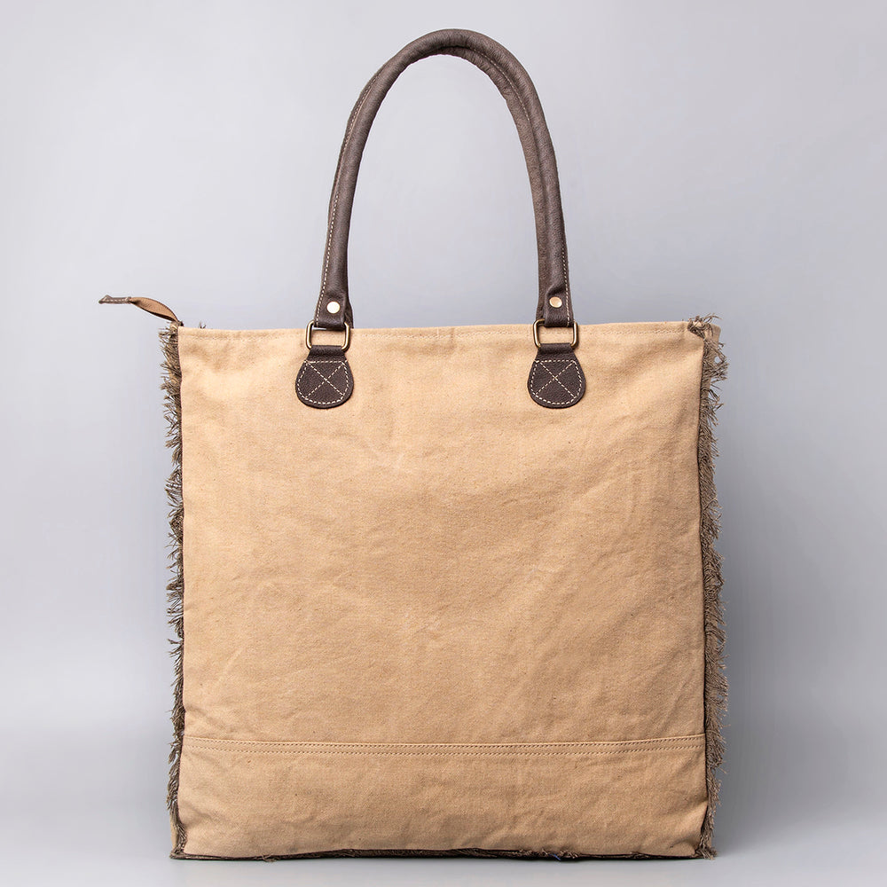 Ohlay Tote Upcycled Canvas Hair-on Genuine Leather