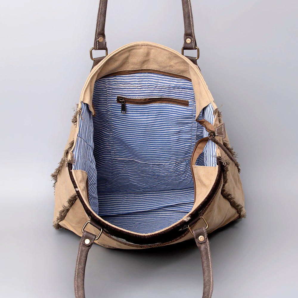 Ohlay Tote Upcycled Canvas Hair-on Genuine Leather