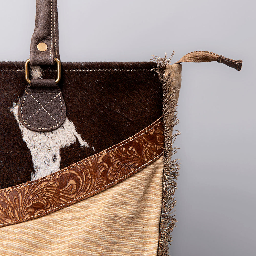 Ohlay Tote Upcycled Canvas Hair-on Genuine Leather