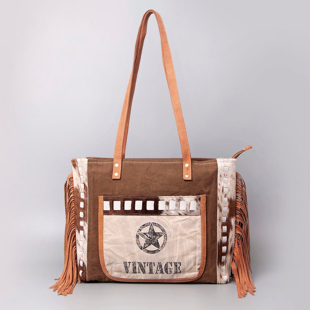 Ohlay Tote Upcycled Canvas Hair-on Genuine Leather