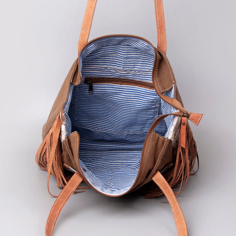 Ohlay Tote Upcycled Canvas Hair-on Genuine Leather