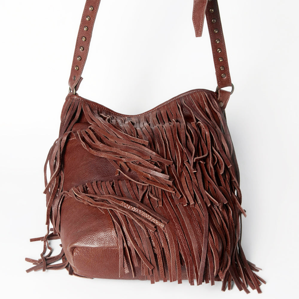 American Darling Large Cross body Bag Western Genuine Leather Handcrafted Purse with Fringes and YKK Zipper
