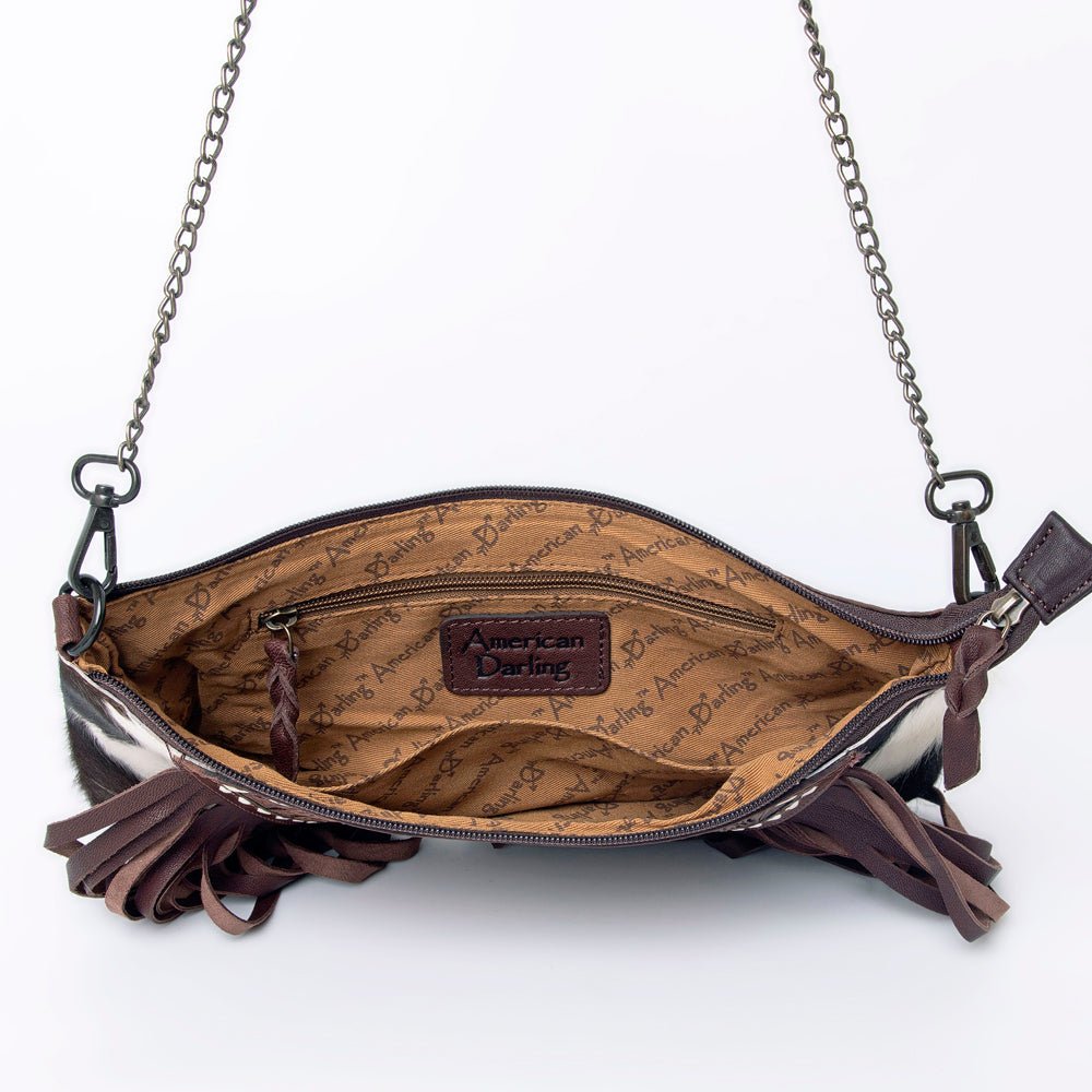 American Darling Crossbody Hand Tooled Hair-On Genuine Leather