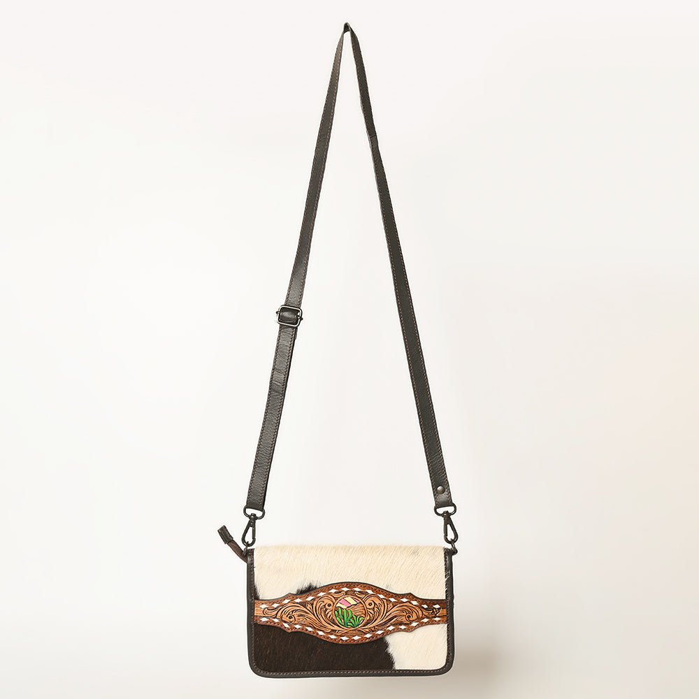 American Darling Crossbody Hand Tooled Hair-On Genuine Leather