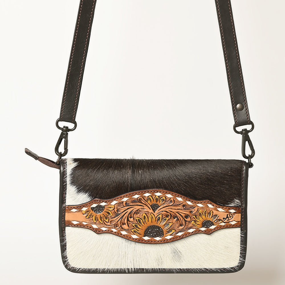 American Darling Crossbody Hand Tooled Hair-On Genuine Leather