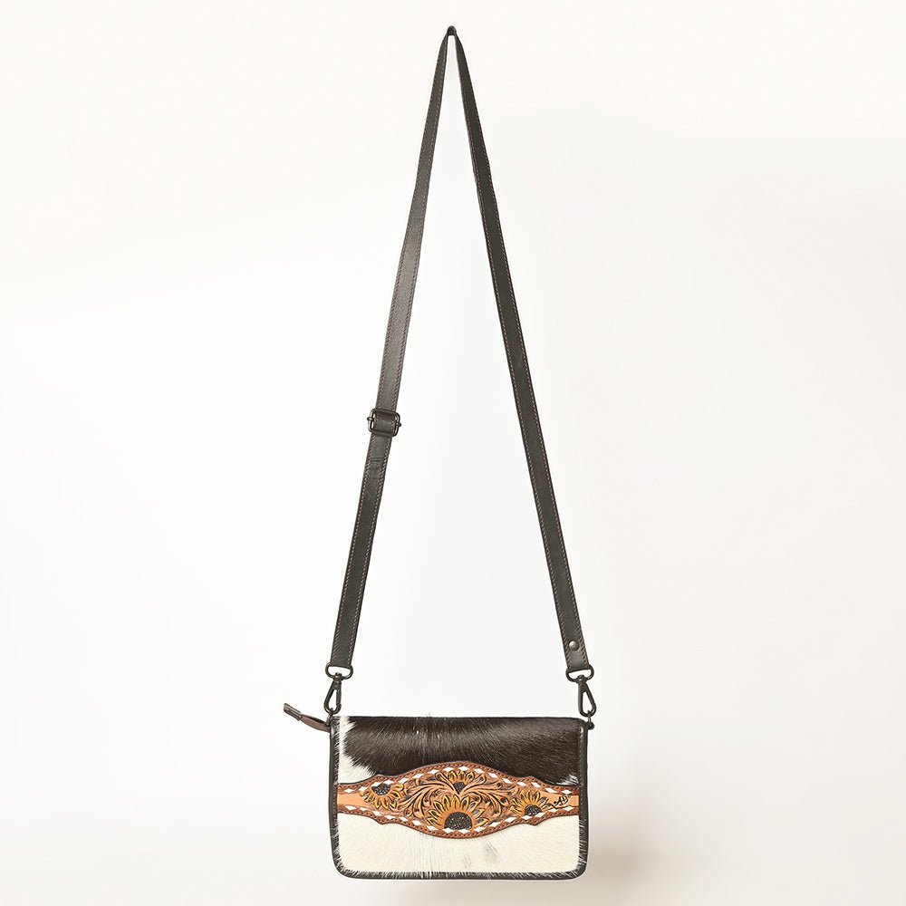 American Darling Crossbody Hand Tooled Hair-On Genuine Leather
