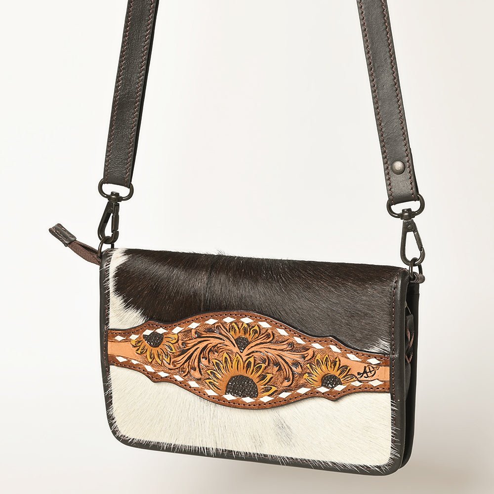 American Darling Crossbody Hand Tooled Hair-On Genuine Leather