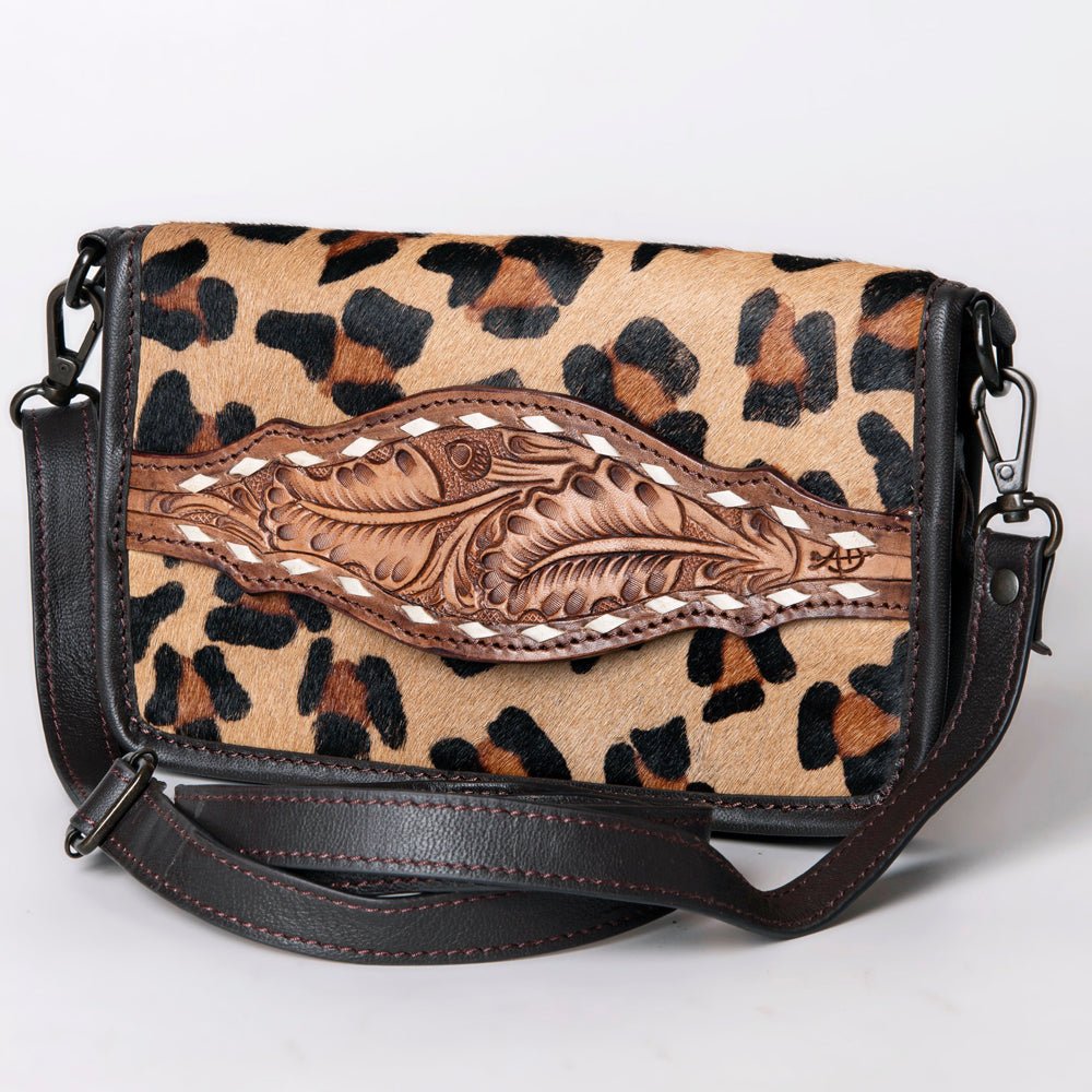 American Darling Crossbody Hand Tooled Hair-On Genuine Leather