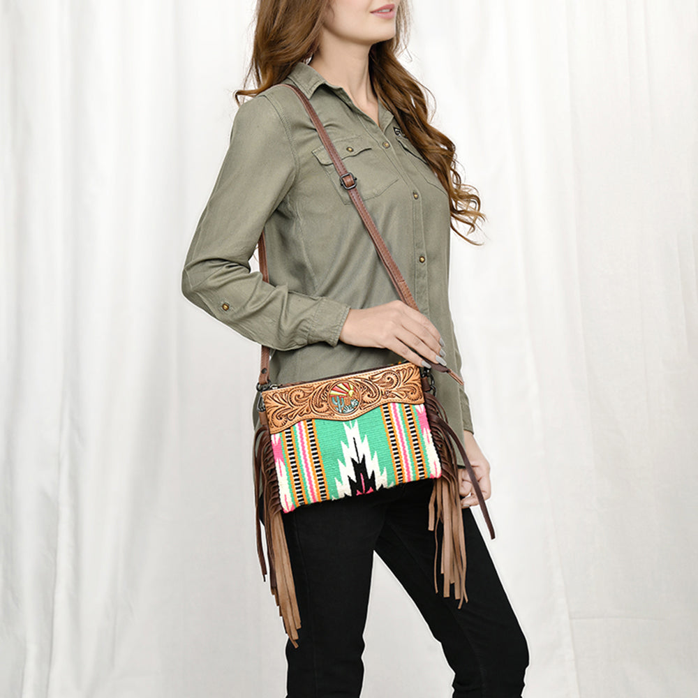 American Darling Cross Body Hand Tooled Saddle Blanket Genuine Leather Western Women Bag Handbag Purse | Crossbody for Cute