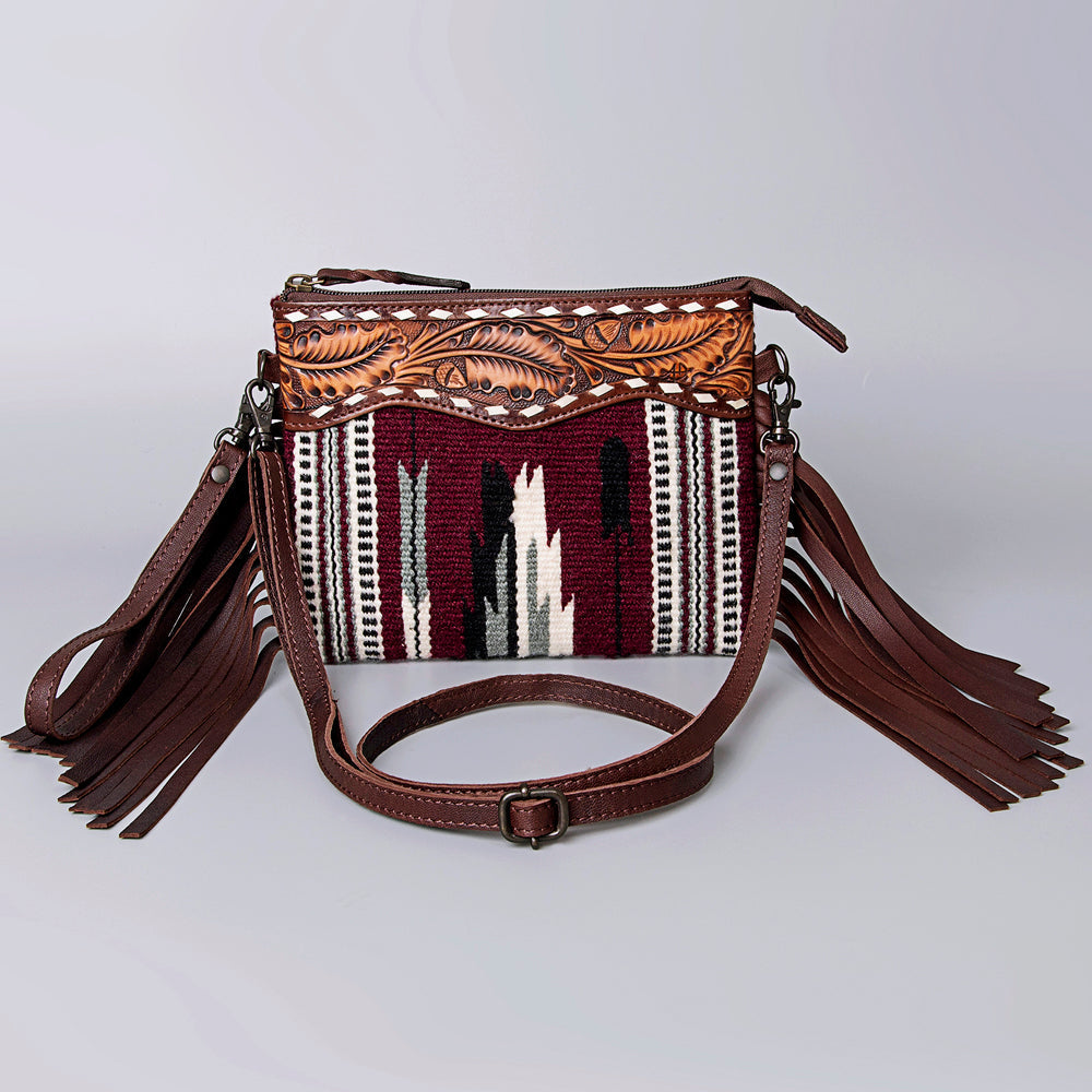 American Darling Crossbody Hand Tooled Saddle Blanket Genuine Leather